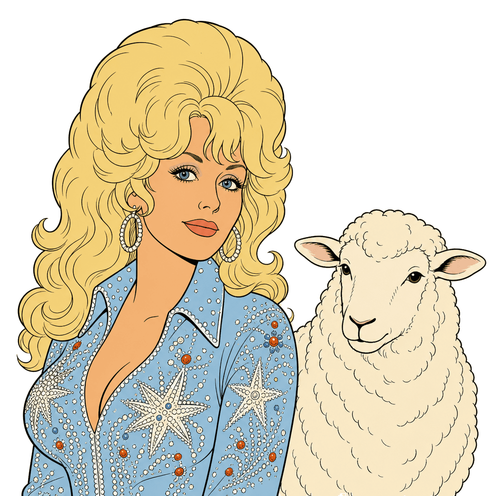 Dolly Parton and a sheep