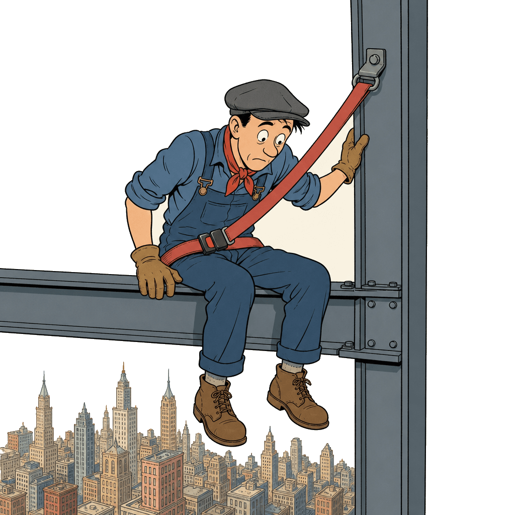 Worker in a safety belt